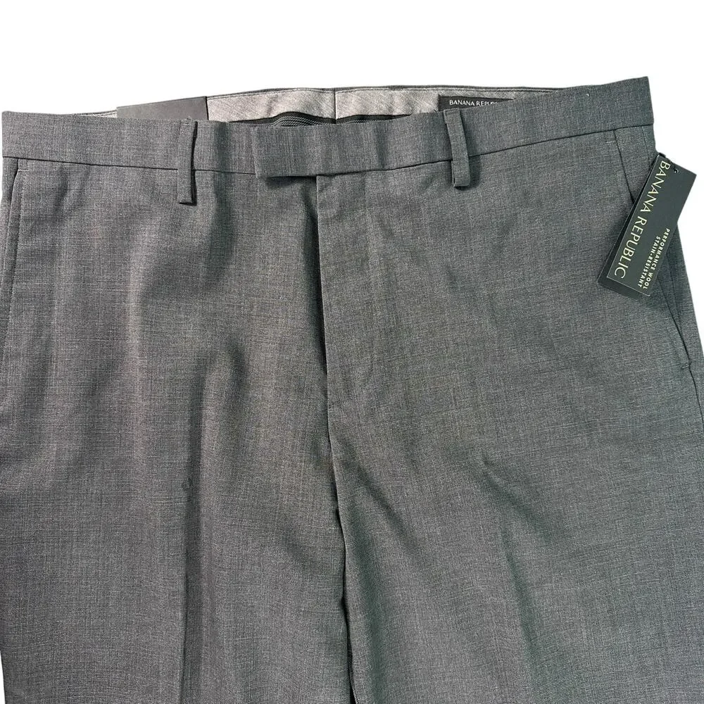 Banana Republic Performance Wool Dress‎ Pants Mens 36x34 Slim Fit Gray NEW